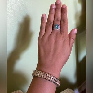 White stone silver bracelet